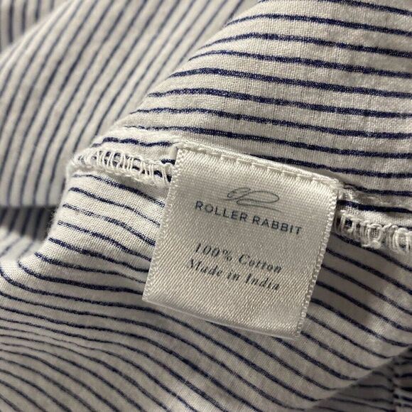 Roller rabbit Navy Pinstriped boho peasant blouse top Hand embroidered 100% Cott - Picture 13 of 14